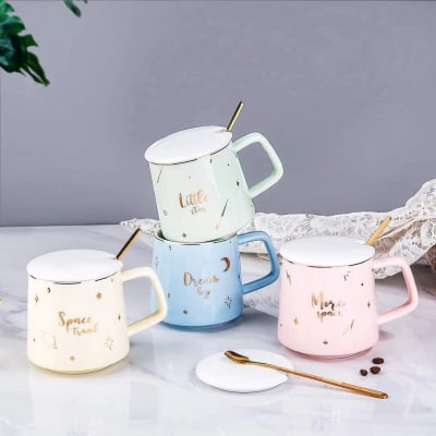 Buy/Send Coffee Mug With Lid And Spoon Pastel Single Piece Online | IGP ...