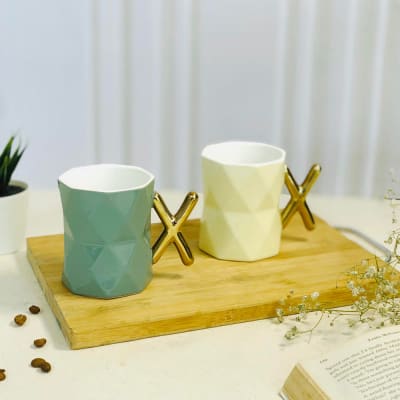 Coffee Mug - X Shaped Handle - Ceramic - 350ml