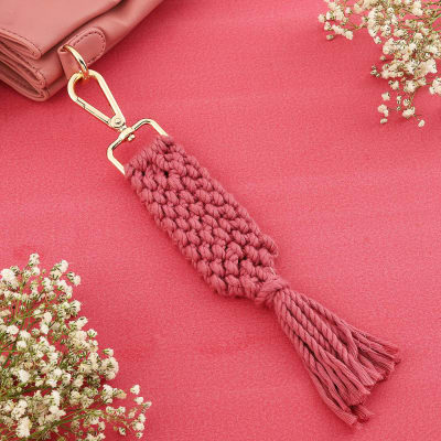 Cute Maroon Macrame Bag Charm