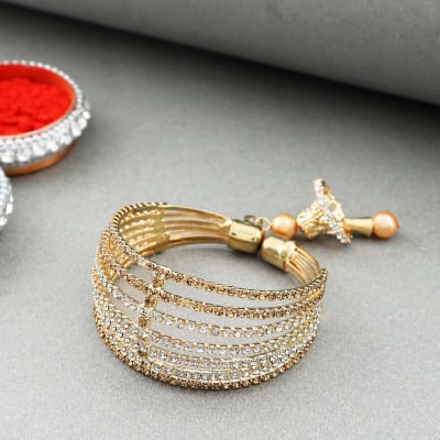Bhaiya Bhabhi rakhi set - handmade - lumba rakhi is bracelet type - Indic  Brands