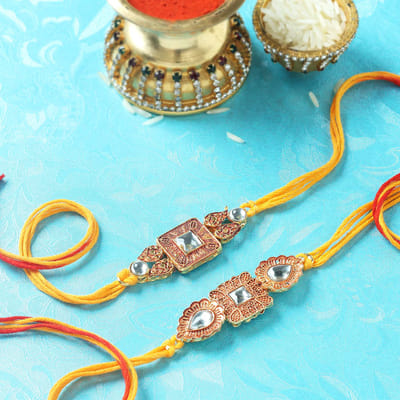 Designer Kundan Rakhi (Set of 2)