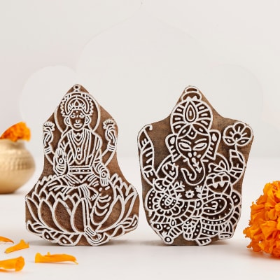 Eco-friendly Wooden Ganesha And Laxmi Ji