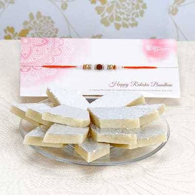 Elegant Rakhi with 250g Kaju Katli