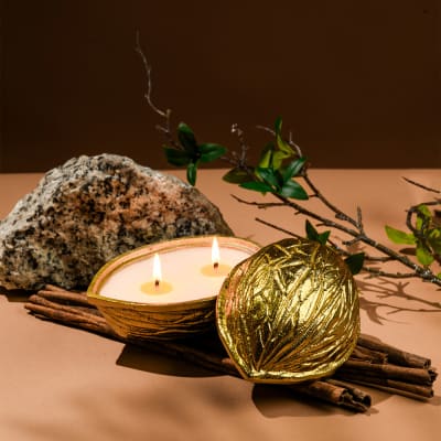 Enchanting Akhrot Shaped Double Wick Candle - Single Piece