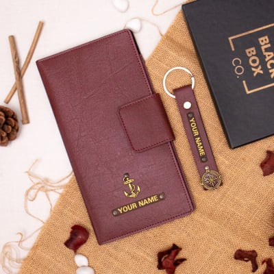 Exquisite Personalized Travel Wallet And Keychain Combo