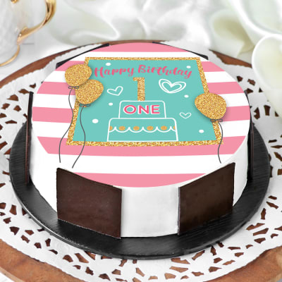 Order First Birthday Cake Eggless Half Kg Online At Best Price Free Delivery Igp Cakes