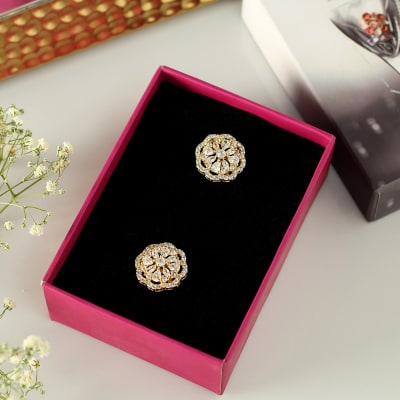 Floral Shaped Earrings in Gold Finish: Gift/Send Jewellery Gifts Online ...