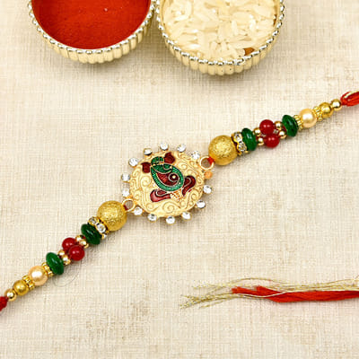 Ganesha Meenakari Metallic Rakhi