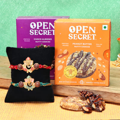 Ganesha Rakhi Set with Nutty Cookies