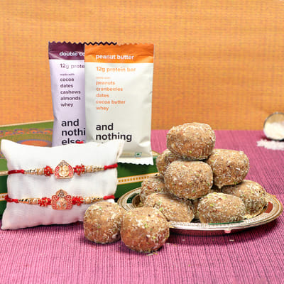 Ganesha Rakhi with Protein Laddu & Protein Bar