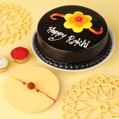 Rakhi Theme Brother Sister Round Pastry@Rs 90/- Order Today – Merak Cakes