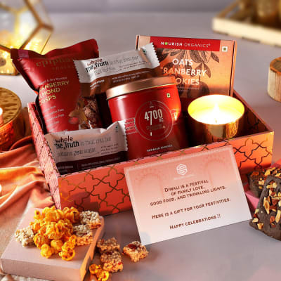 p gourmet snacks and candle diwali hamper customized with logo 146218 m
