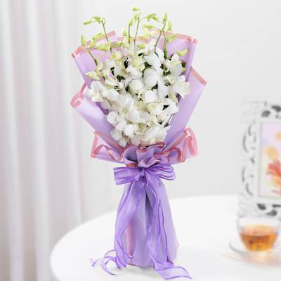 Graceful White Orchid Bouquet