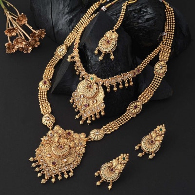 Buy/Send Grand Bridal Gold Polish Necklace Set Online | IGP | J11136034