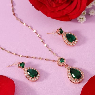 Buy/Send Grecian Emerald Drop Pendant Set Online | IGP | JVS1200723