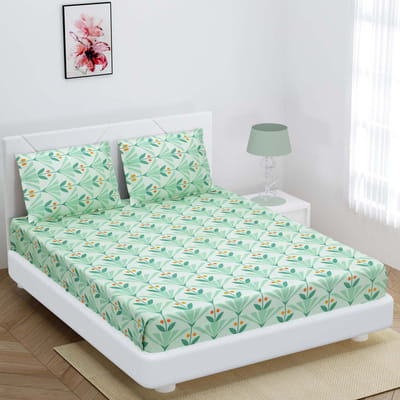 Buy/Send Green Motif Double Bedsheet Online IGP JVS1198038