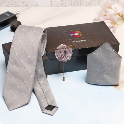 gift ideal for stylish men or a special fan for woman. grey Elegant handpainted silk necktie