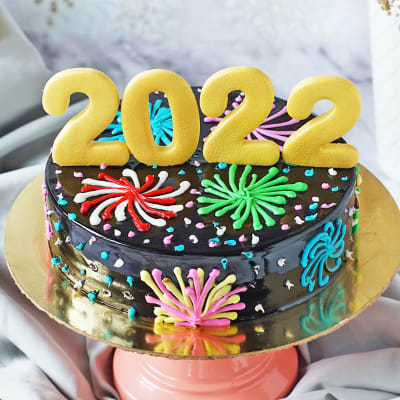 Happy 2022 Fireworks Cake Chocolate Half kg : Gift/Send New Year Gifts  Online HD1150162 |IGP.com