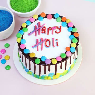 Holi Cake with Thandai - ONE BOWL 6 inch CAKE - Playful Cooking