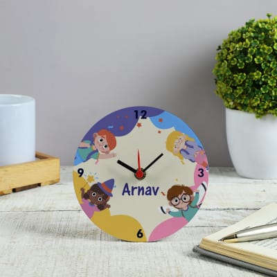 Happy Kids Personalized Wooden Table Clock