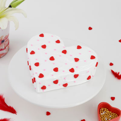 Luscious Red & White Heart Shape Red Velvet Cake | Bakers' Fun