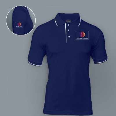 Buy/Send Highline Polo T shirt for Men Navy Blue with White Online ...