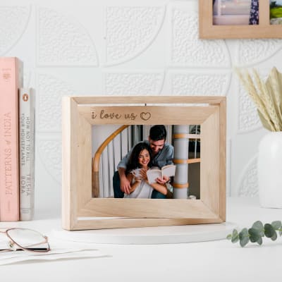 I Love Us - Personalized Rotating Wooden Frame