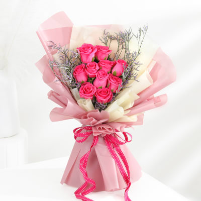 IGP Charming Cerise Rose Bouquet: Gift/Send Fresh Gifts Online ...