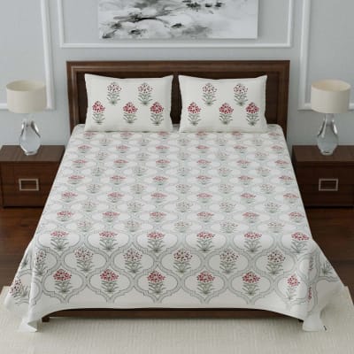 Jaal Printed Designer Double Bedsheet with Pillow Covers
