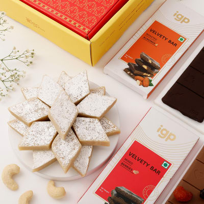 Kaju Katli And Choco Delights Gift Tray