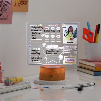 Kids Personalized Planner Brown Base LED Lamp