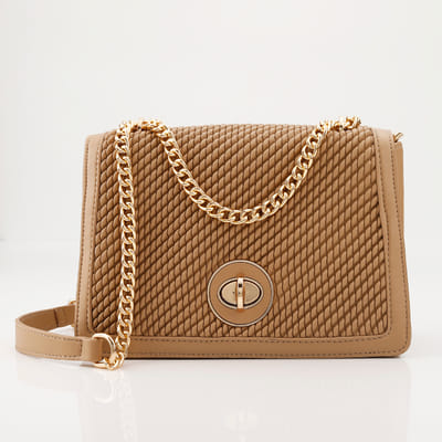 Beige - Handcrafted Quilted Silk Sling Bag 11