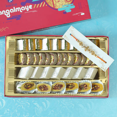 Kundan Rakhi & Nagpuri Sweet Box Hamper