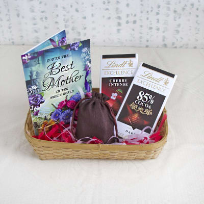 Lindt Bar Hamper With Homemade Chocolates Card