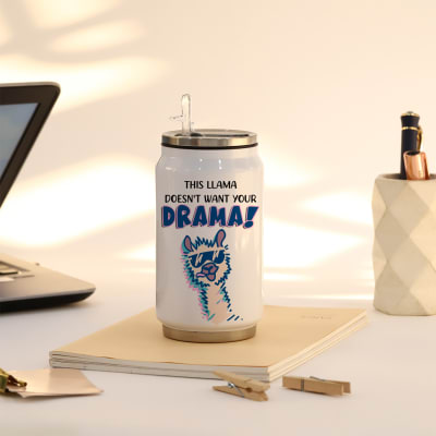 Llama Doesnt Want Your Drama - Personalized Can Tumbler - White