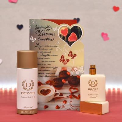 Love Greeting Card with Deodorant & Perfume Combo Pack: Gift/Send Fashion and Lifestyle Online L11111282 |IGP.com