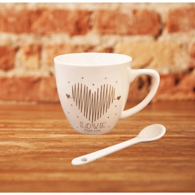 Buy/Send Love Mug And Spoon Set Gold Online | IGP | JVS1233304