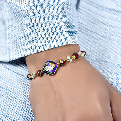 Meenakari Blue Dial And Beads Ornate Rakhi