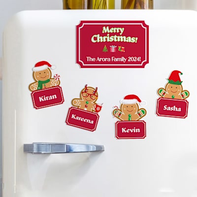 Merry Christmas Personalized Fridge Magnets - Set Of 5