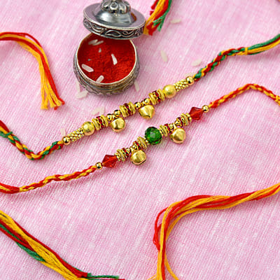 Metal Beads & Ghungroos Set Of 2 Rakhis