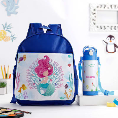 Mezmerizing Mermaid - Bag And Bottle Combo - Personalized - Blue