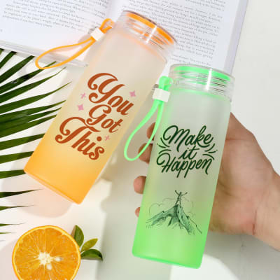 Buy Send Motivational Frosted Glass Bottle Personalized Set Of 2 Online 