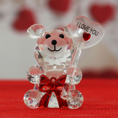 Mug with Heart shaped Handle & Crystal Teddy Bear: Gift/Send Home and ...