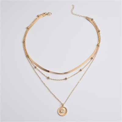 Buy/Send Necklace Layered Solid Gold Single Piece Juju Joy Online | IGP | JVS1234221