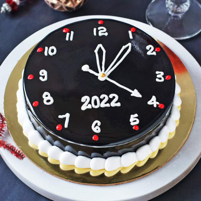 2022 New Year Birthday Cake Chocolate and Cream Decorated with Numbers  Candle and Flowers Stock Photo - Image of holiday, festive: 219792910