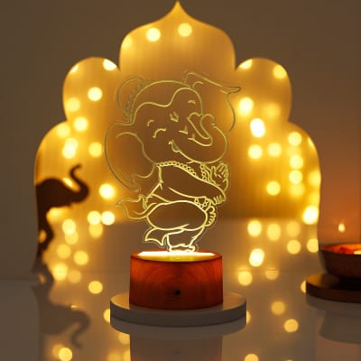 Nritya Ganapati LED Lamp With Wooden Base