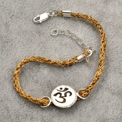 Om Dial Silver Bracelet Rakhi: Gift/Send Rakhi Gifts Online L11071194 ...