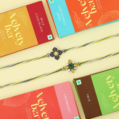 Handmade Kundan Work Rakhi (Assorted Set of 2) 19