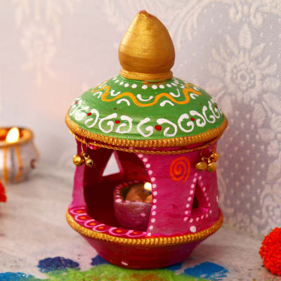 clay diya stand