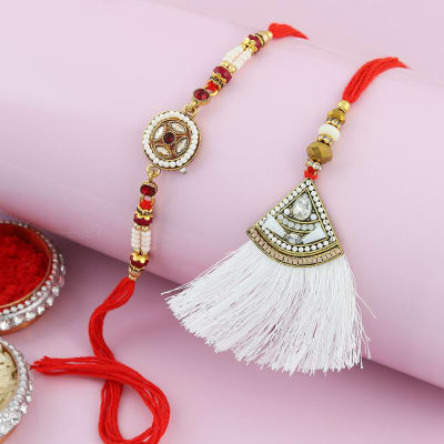 Buy/Send Pearl And Kundan Bhaiya Bhabhi Rakhi Online | IGP | J11141255